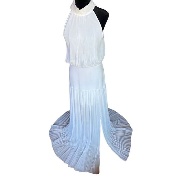 NWOT Veronica Beard Lilliana Gown Dress Pleated Halter Bow Bride Size 8 White - Picture 2 of 11